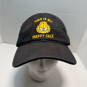 Garfield Snapback Black Baseball Cap - This Is My Happy Face New